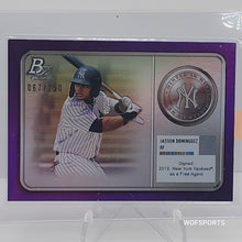 Load image into Gallery viewer, 2022 Topps Bowman Platinum Purple Minted In Merit 67/250 Jasson Dominguez #MM-16 Yankees
