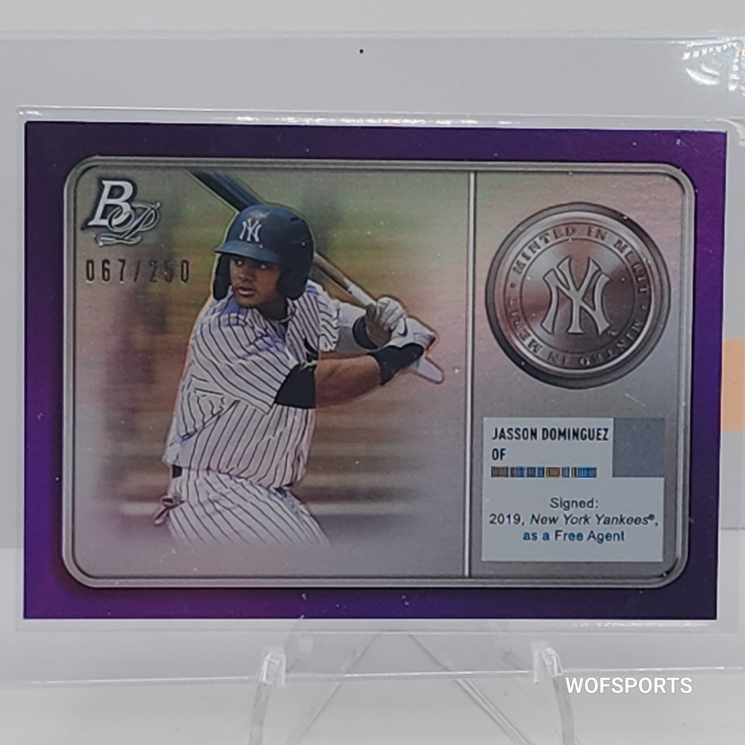 2022 Topps Bowman Platinum Purple Minted In Merit 67/250 Jasson Dominguez #MM-16 Yankees