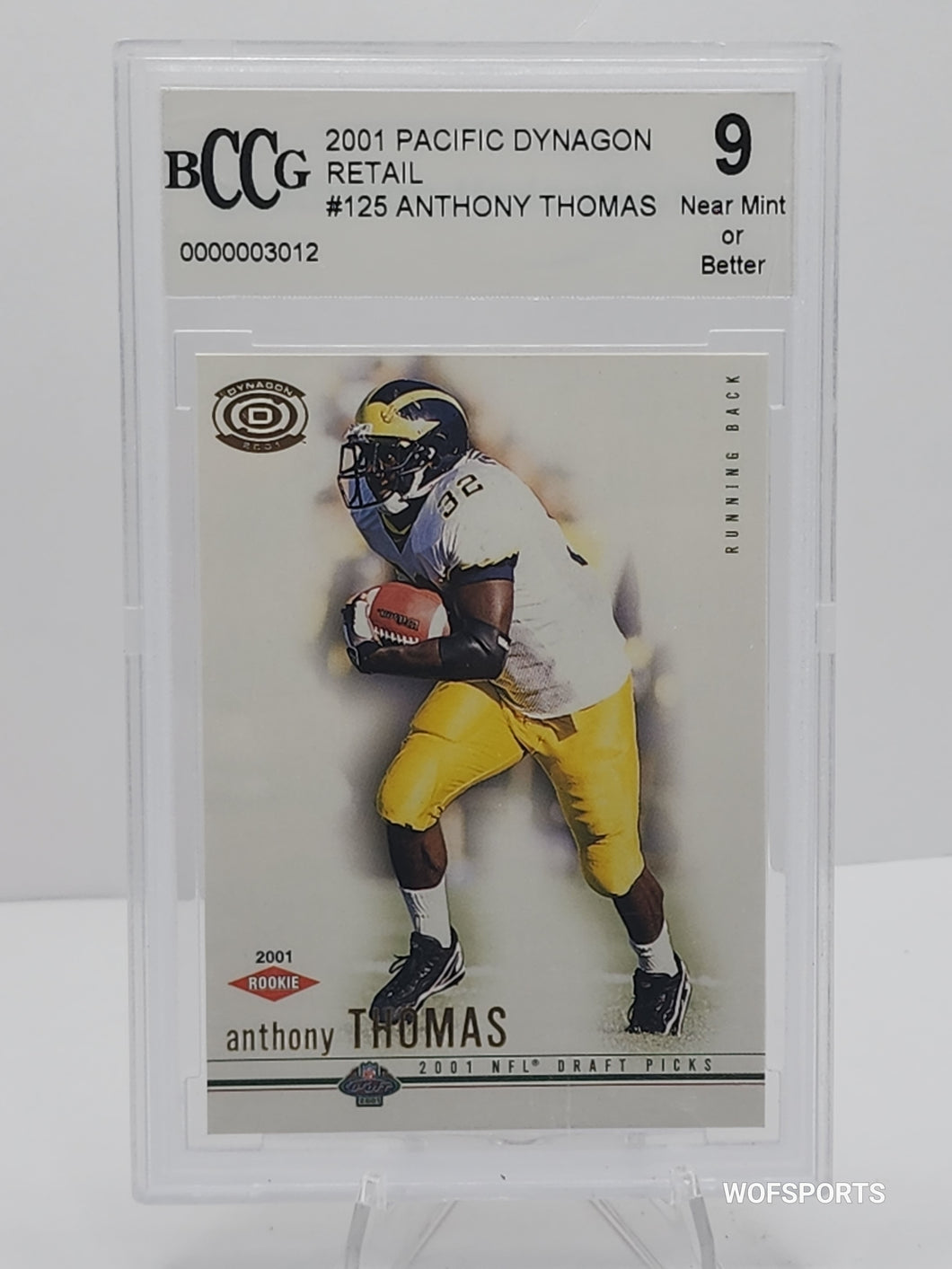 2001 Pacific Dynagon Anthony Thomas Rookie BCCG 9.0 Mint. Rare