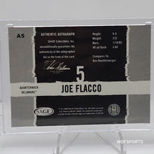 Load image into Gallery viewer, 2008 SAGE Hit Auto Joe Flacco #A5 Rookie Auto RC
