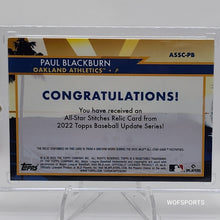 将图片加载到图库查看器，2022 Topps Stitches Relic 3/25 Paul Blackburn #ASSC-PB Oakland Athletics
