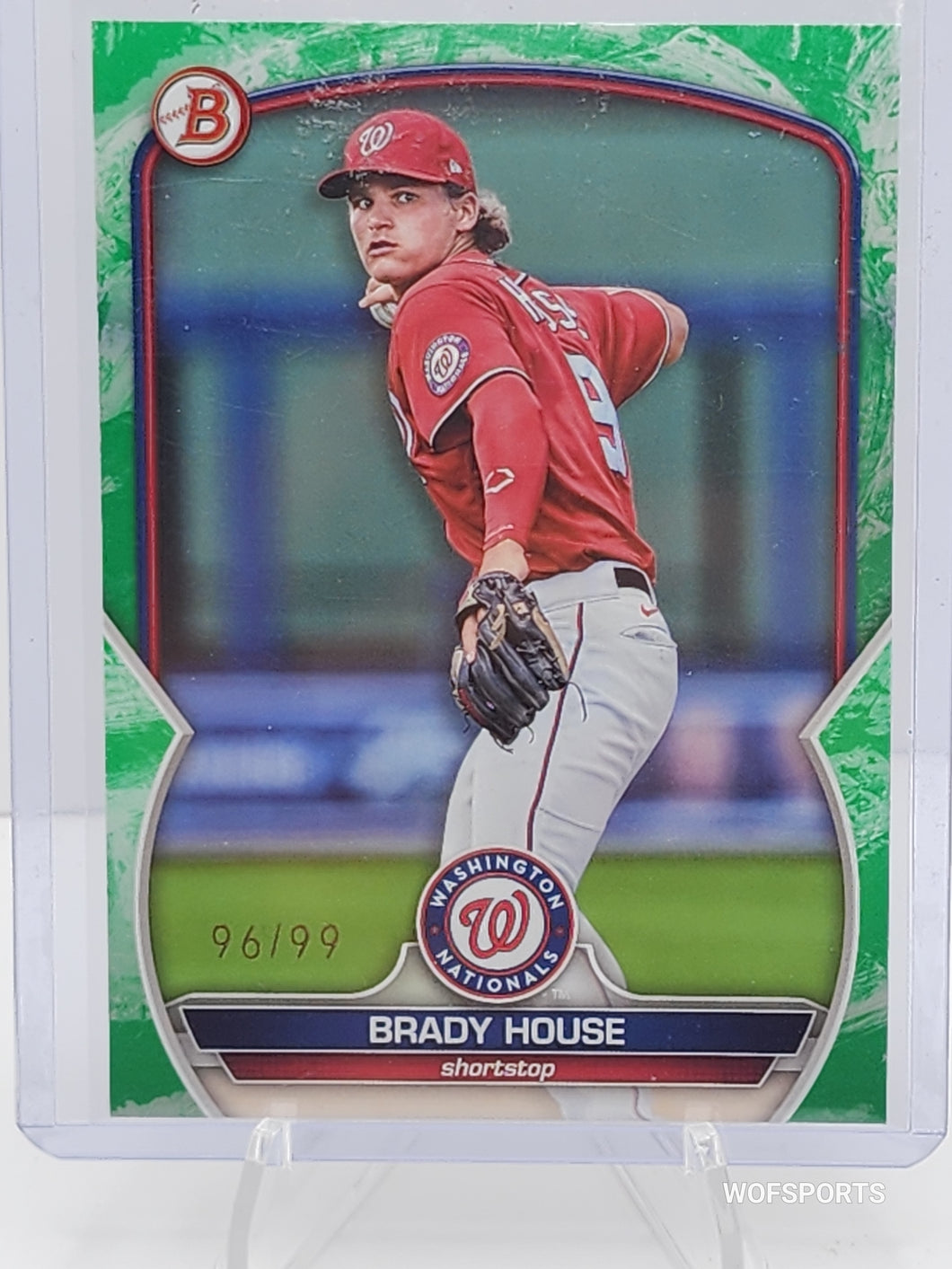 2023 Bowman Prospects Green /99 Brady House #BP-68 Washington Nationals