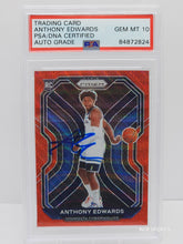 Load image into Gallery viewer, 2021-22 Panini Prizm #258 Anthony Edwards RED Wave Autographs Rookie PSA 10 Gem Mint
