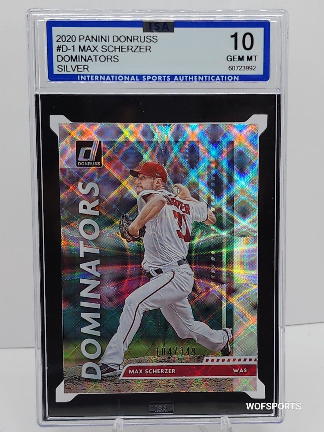2020 Panini Donruss 104/349 Max Scherzer Dominators SILVER #D-1 Washington ISA 10 GEM Mint