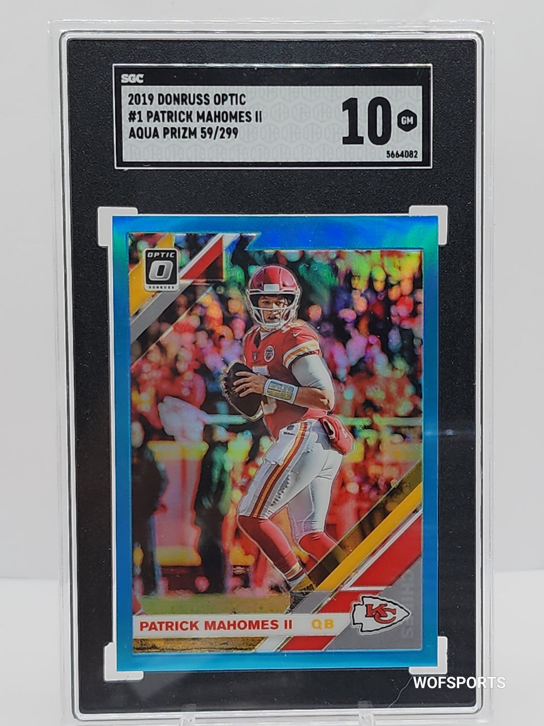 2019 Panini Donruss Optic Aqua Prizm 59/299 Patrick Mahomes II #1 Chiefs SGC GEM MINT 10