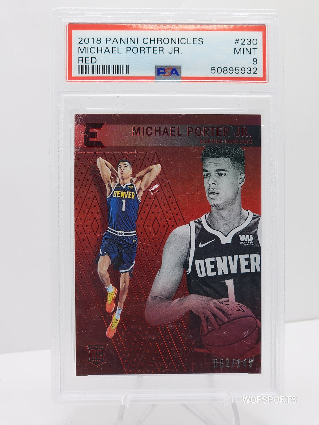 2018-19 Panini Chronicles Essentials Red #230 Michael Porter Jr Rookie 2/149 Nuggets PSA 9 Mint