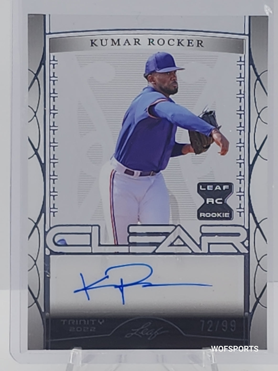 2022 Leaf Trinity Clear Auto 72/99 Kumar Rocker #CA-DB1 - Rangers