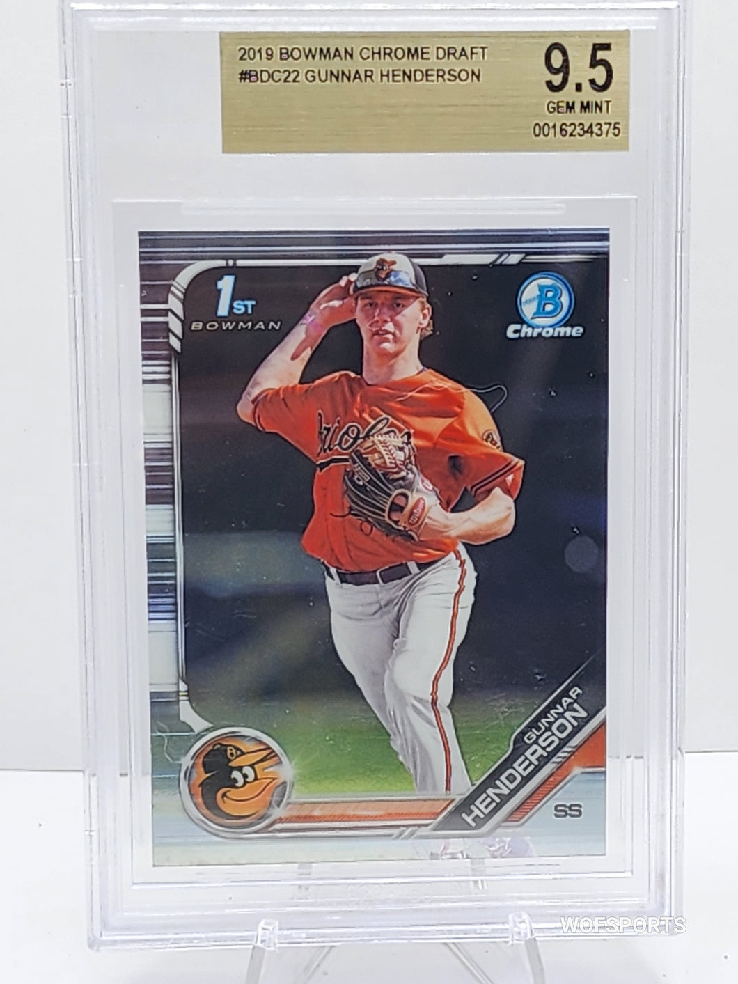 2019 Bowman Gunnar Henderson 1st Bowman #BD-22 Baltimore Orioles BGS 9.5 Gem Mint