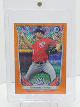 Load image into Gallery viewer, 2014 Bowman Chrome Mini Orange Refractor /50 Nathan Kaans #BM-WN4 Washington Nationals
