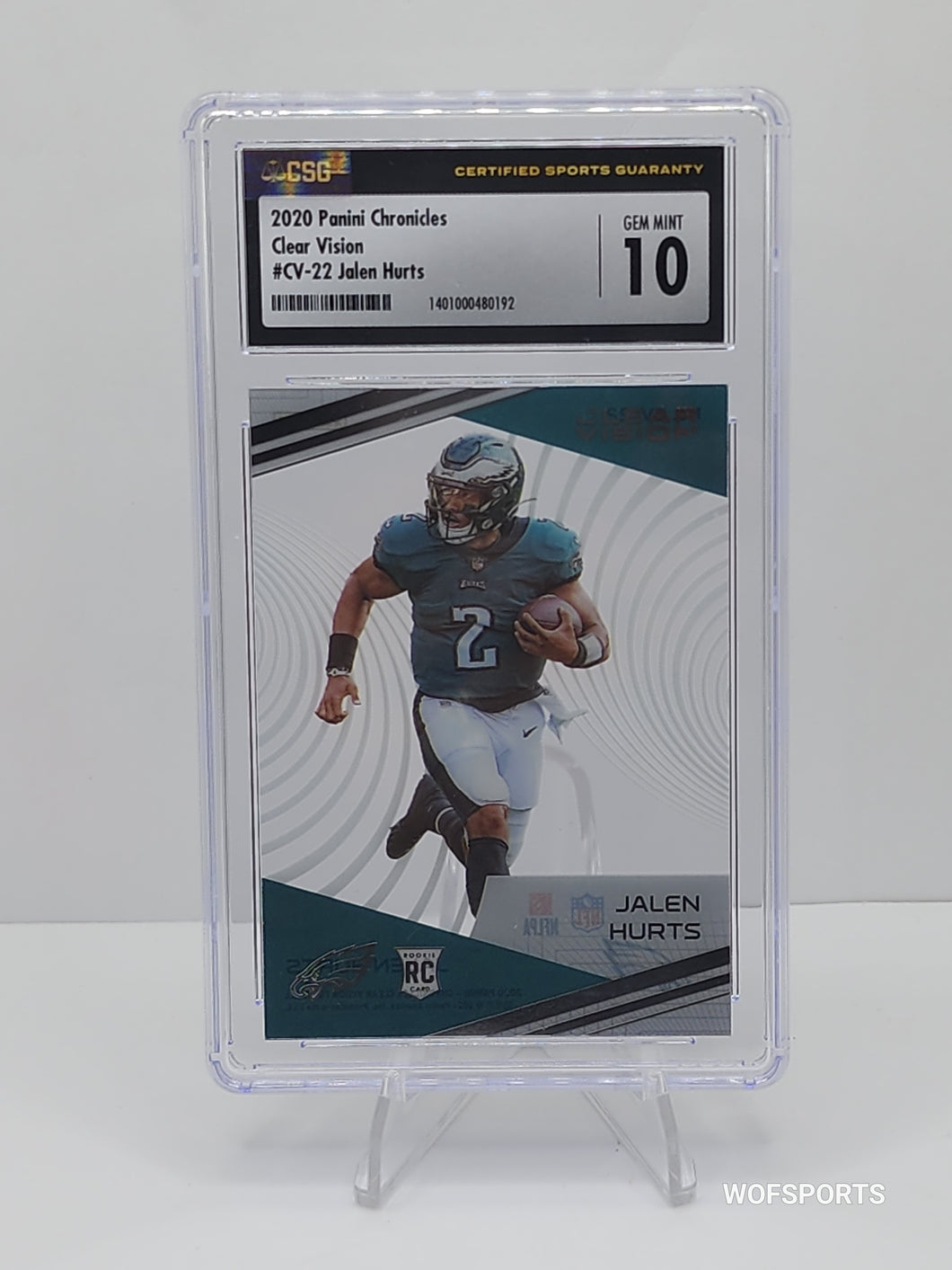 2020 Panini Chronicles Clear Vision Rookies Jalen Hurts #CV-22 Philadelphia Eagles