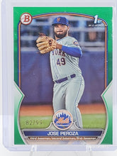 Load image into Gallery viewer, 2023 Bowman 1st Prospects Green Parallel 82/99 Jose Peroza #BP-149 New York Mets
