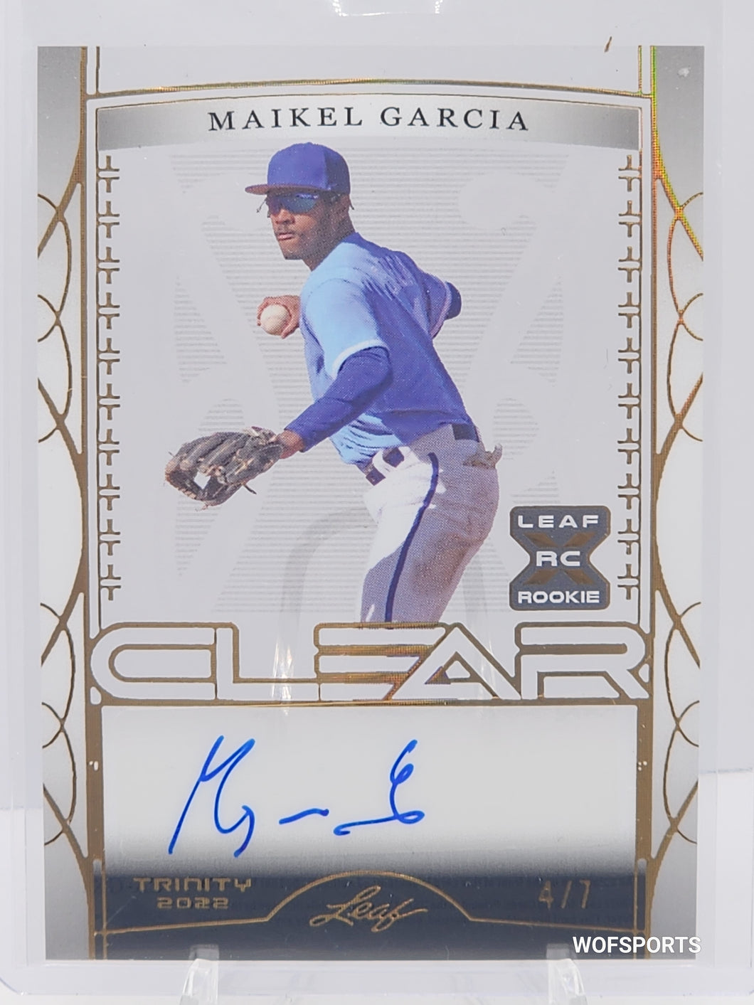 2022 Leaf Trinity Clear Gold Auto 4/7 Mikel Garcia #CA-GK1 - Royals