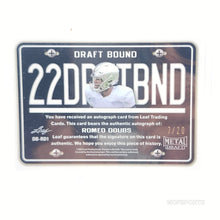 将图片加载到图库查看器，2022 Leaf Metal Romeo Doubs Purple Shimmer Draft Bound Auto 7/20 Rookie Card
