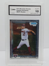 تحميل الصورة إلى عارض المعرض، 2010 Bowman Chrome Stephen Strasburg RC #BCP1 GMA 10 GEM MINT
