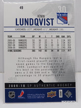 Load image into Gallery viewer, 2009-10 SP Authentic Henrik Lundqvist #49 HOF
