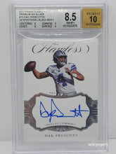 将图片加载到图库查看器，2017 Panini Flawless Premium Ink Silver Auto #10 Dak Prescott 1/1 2019 National Black Box /1 Dallas Cowboys
