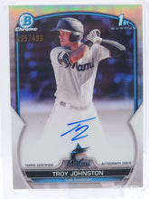 تحميل الصورة إلى عارض المعرض، تروي جونستون 2023 Bowman Chrome 1st Auto Refractor / 499 #CPA-TJN Marlins
