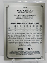 将图片加载到图库查看器，2022 Bowman Platinum Top Prospects Aqua Ice Foilboard 2/250 Niko Kavadas #TOP-48 Boston Red Sox
