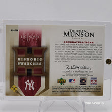 Load image into Gallery viewer, 2004 Upper Deck Legendary Cuts Game Used Jersey Thurman Munson #HSTM New York Yankees
