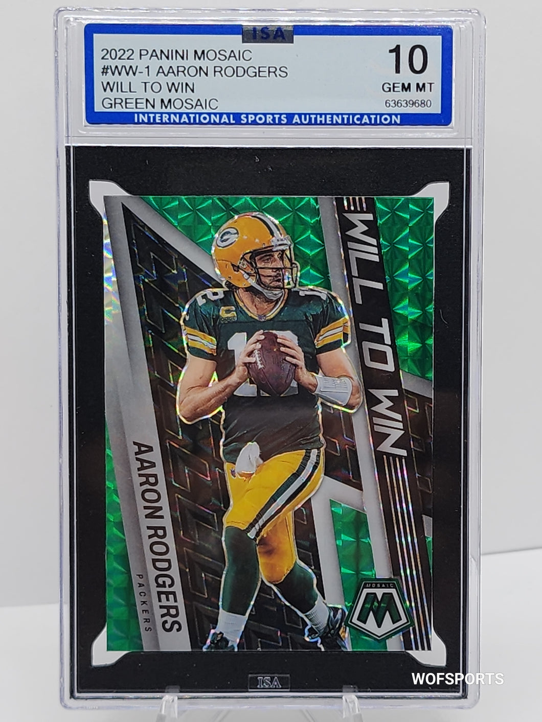2022 Panini Mosaic Will To Win Green Mosaic Aaron Rodgers #WW-1 ISA 10 GEM Mint