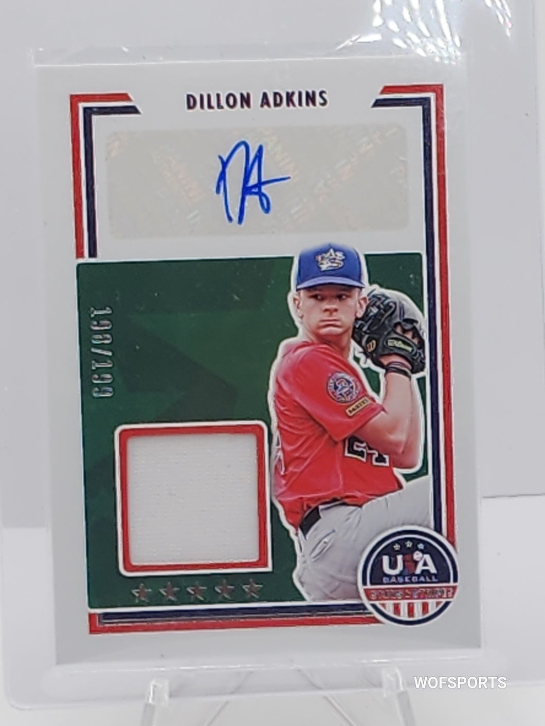 2022 Panini USA Baseball Stars & Stripes Relic Auto 198/199 Dillon Adkins #SSS-DA1