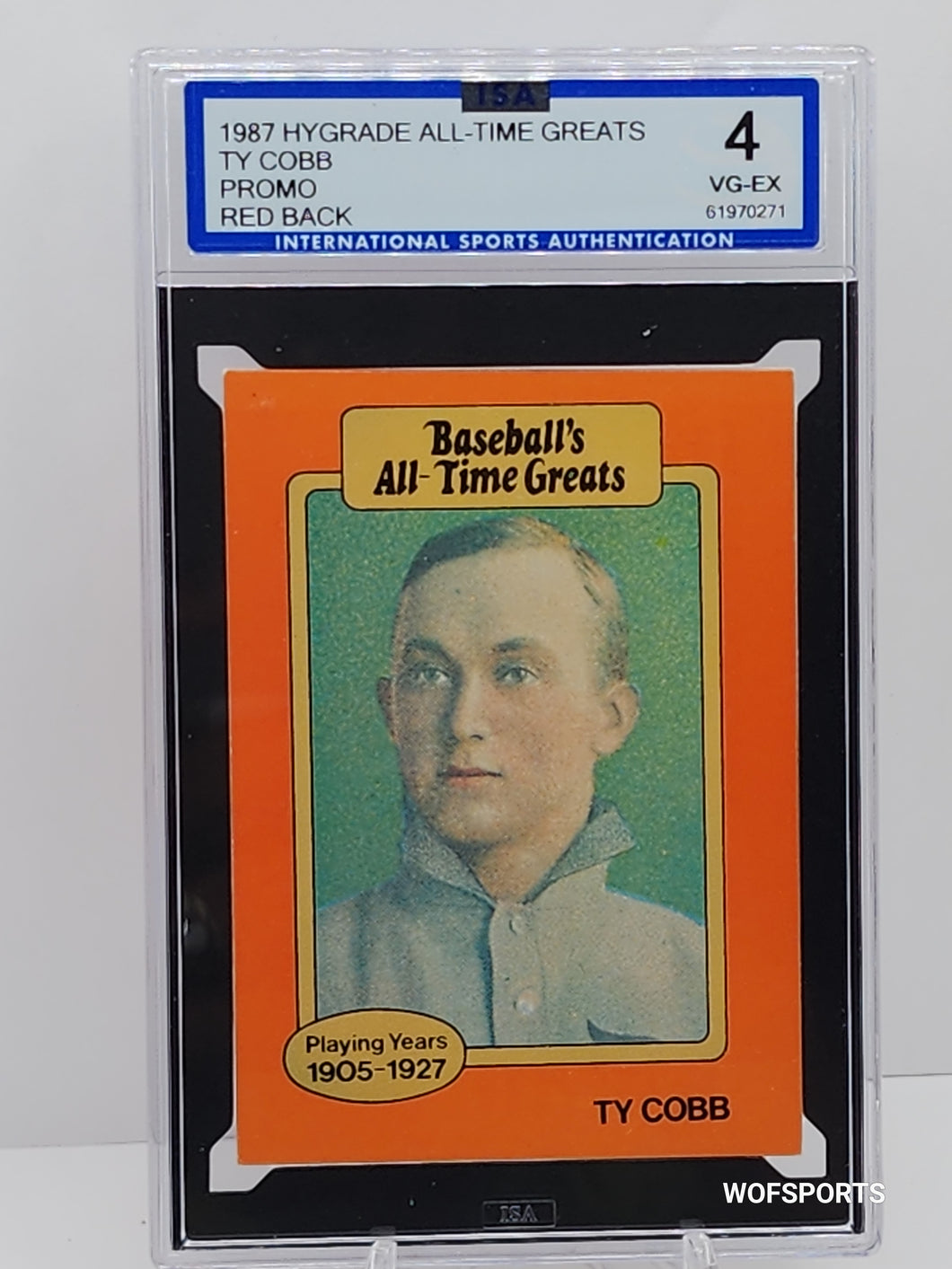 1987 Hygrade All-Time Greats Ty Cobb Promo Red Back ISA 4 VG-EX