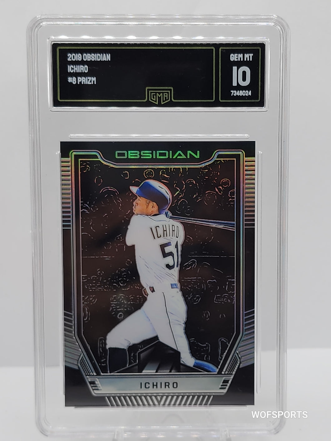 2019 Panini Obsidian Ichiro SILVER Etch Card #8 Mariners GMA 10 GEM Mint