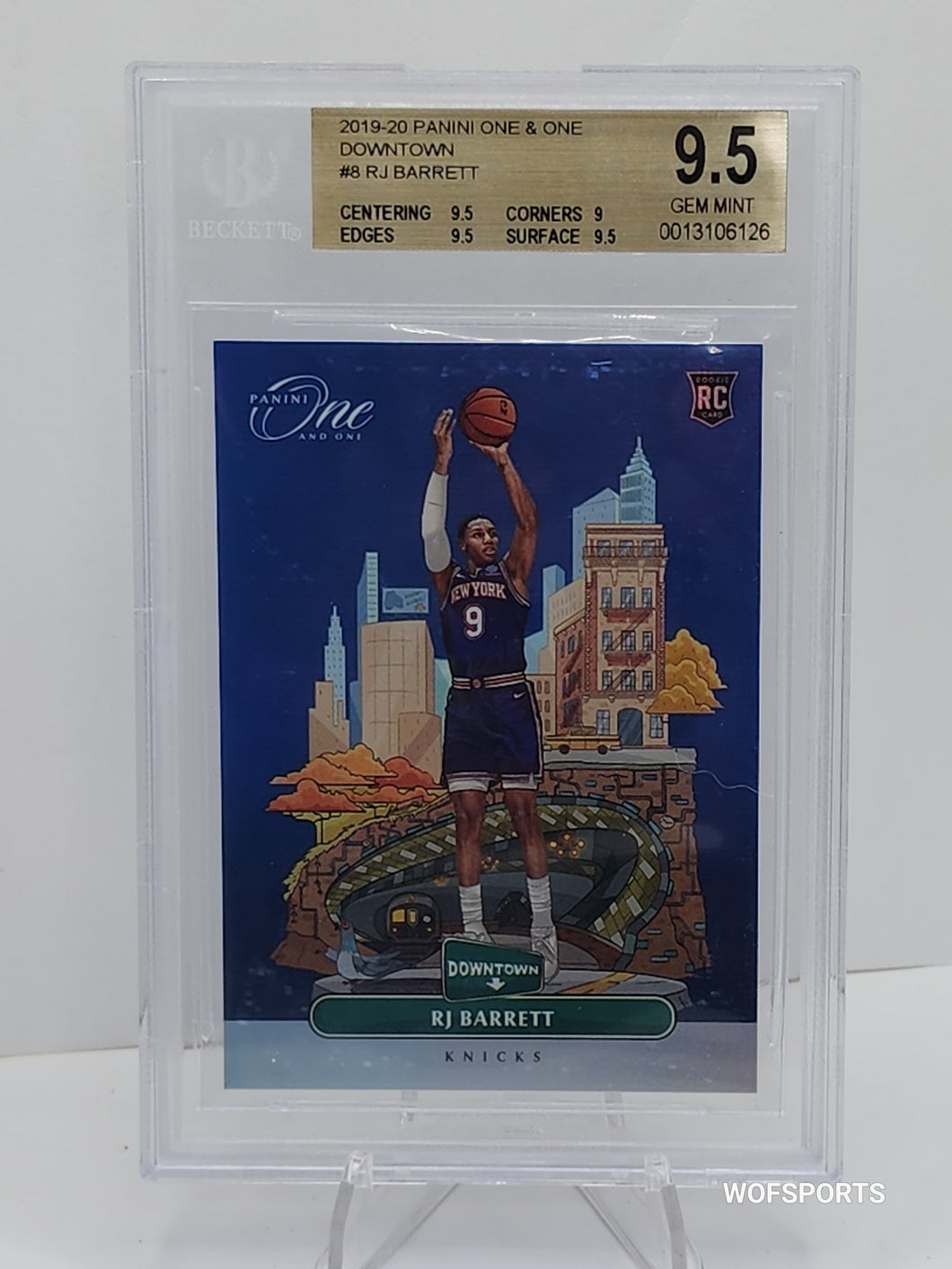 2019 Panini One & One Downtown #8 RJ Barrett Rookie SSP Beckett 9.5 New York Knick