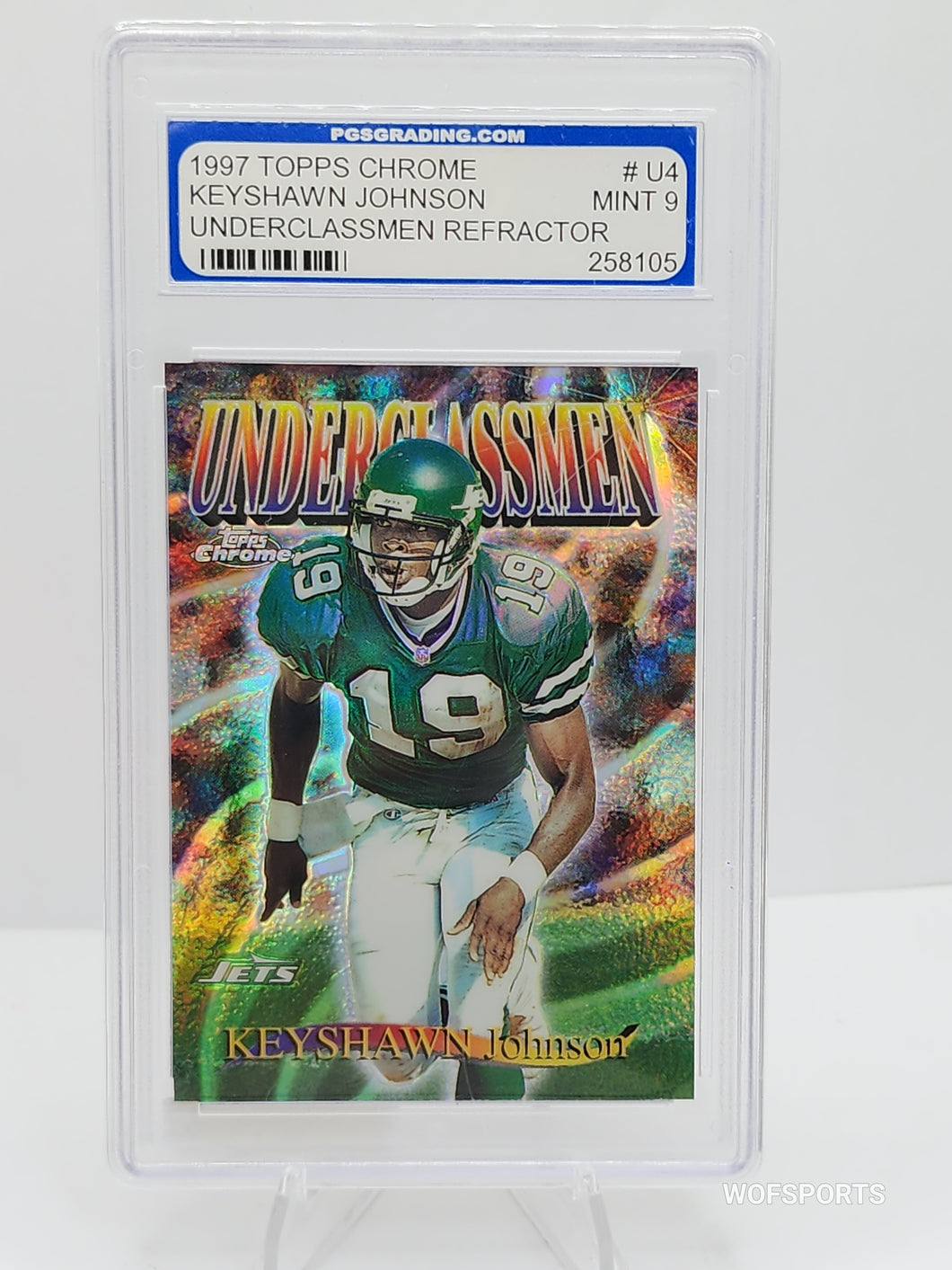 1997 Topps Chrome Underclassmen Refractor Keyshawn Johnson #U4 New York Jets PGS 9 Mint