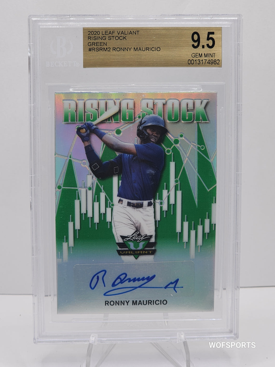 2020 Leaf Valiant Rising Stock Green 17/99 Ronny Mauricio #RS-RM2 Beckett 9.5 New York Mets