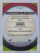 تحميل الصورة إلى عارض المعرض، 2022 Bowman Inception Connor Norby Autographed 177/250 #PA-CN Baltimore Orioles
