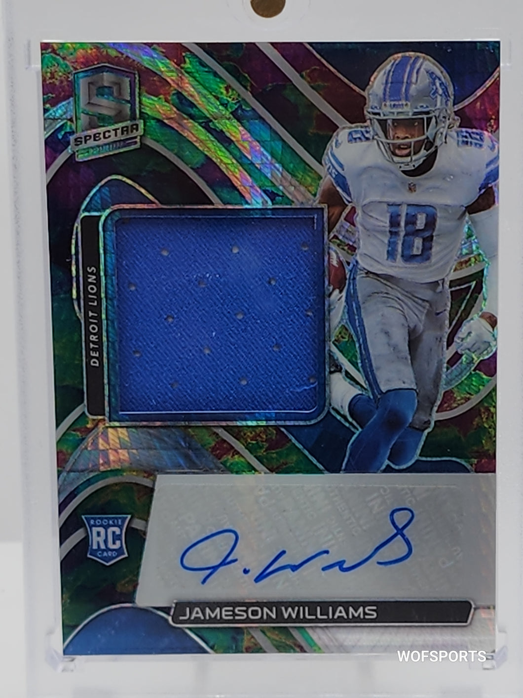 2022 Panini Spectra Jameson Williams RC RPA Patch Auto Lions Celestial #207 20/99