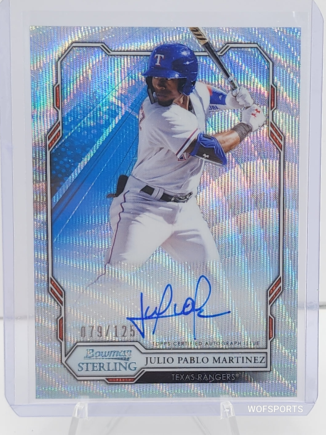 2019 Bowman Sterling Prospect Wave Refractor Auto 79/125 Julio Pablo Martinez #BSPA-JPM Texas Rangers