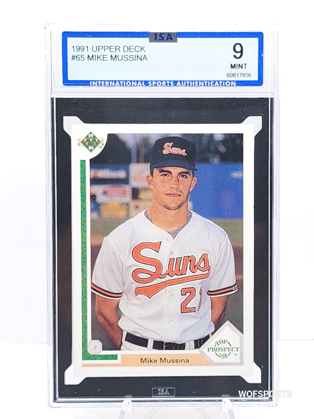 1991 Upper Deck Top Prospect Mike Mussina #65 Baltimore Orioles ISA 9 Mint