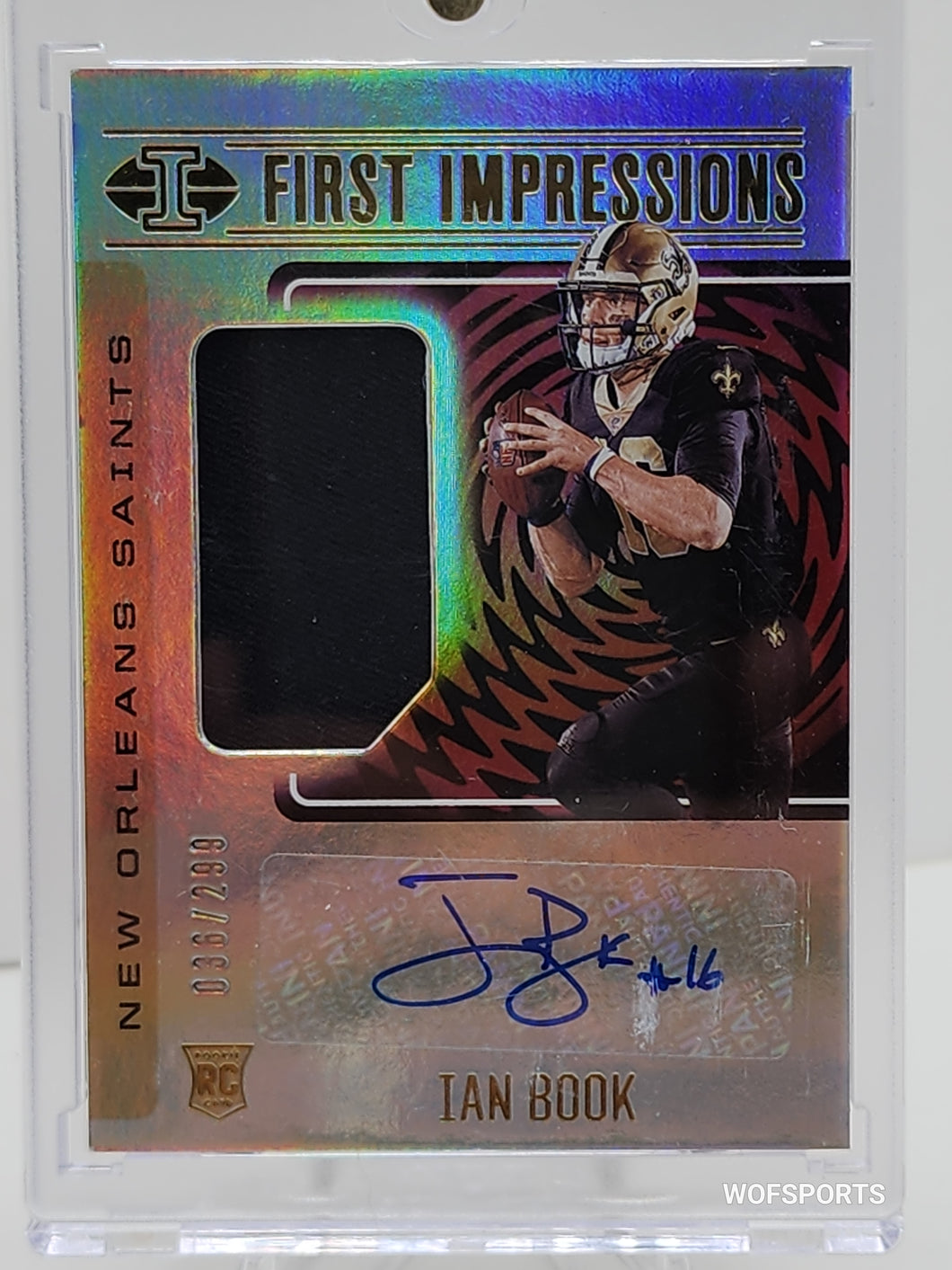 2021 Panini Illusions First Impressions Memorabilia /299 Ian Book Rookie Auto RC #127 Orleans