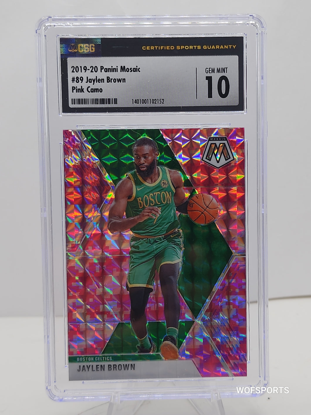 2019-20 Mosaic Jaylen Brown Pink Camo Prizm Refractor SP #89 Boston Celtics CSG 10 Gem Mint