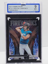 تحميل الصورة إلى عارض المعرض، 2021 Panini Prizm Fireworks Trevor Lawrence Rookie #F-21 Jacksonville Jaguars RC ISA 9 Mint
