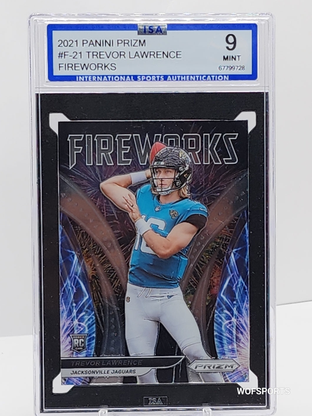 2021 Panini Prizm Fireworks Trevor Lawrence Rookie #F-21 Jacksonville Jaguars RC ISA 9 Mint