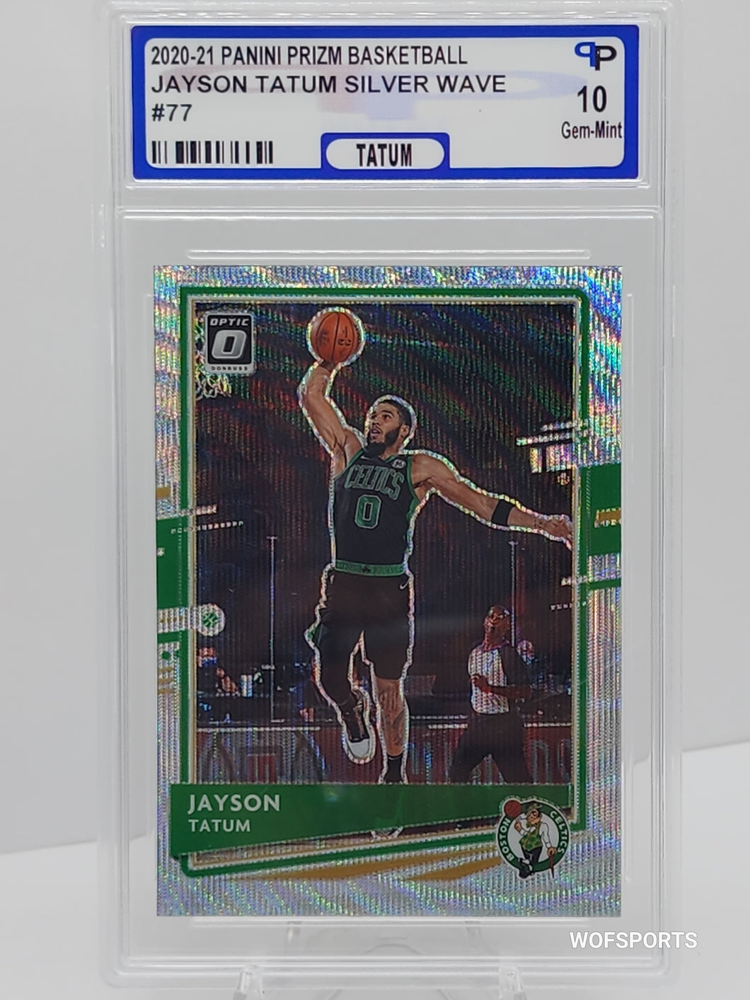 2021-22 Panini Donruss Optic Jayson Tatum Silver Wave #77 Parish 10 Gem Mint