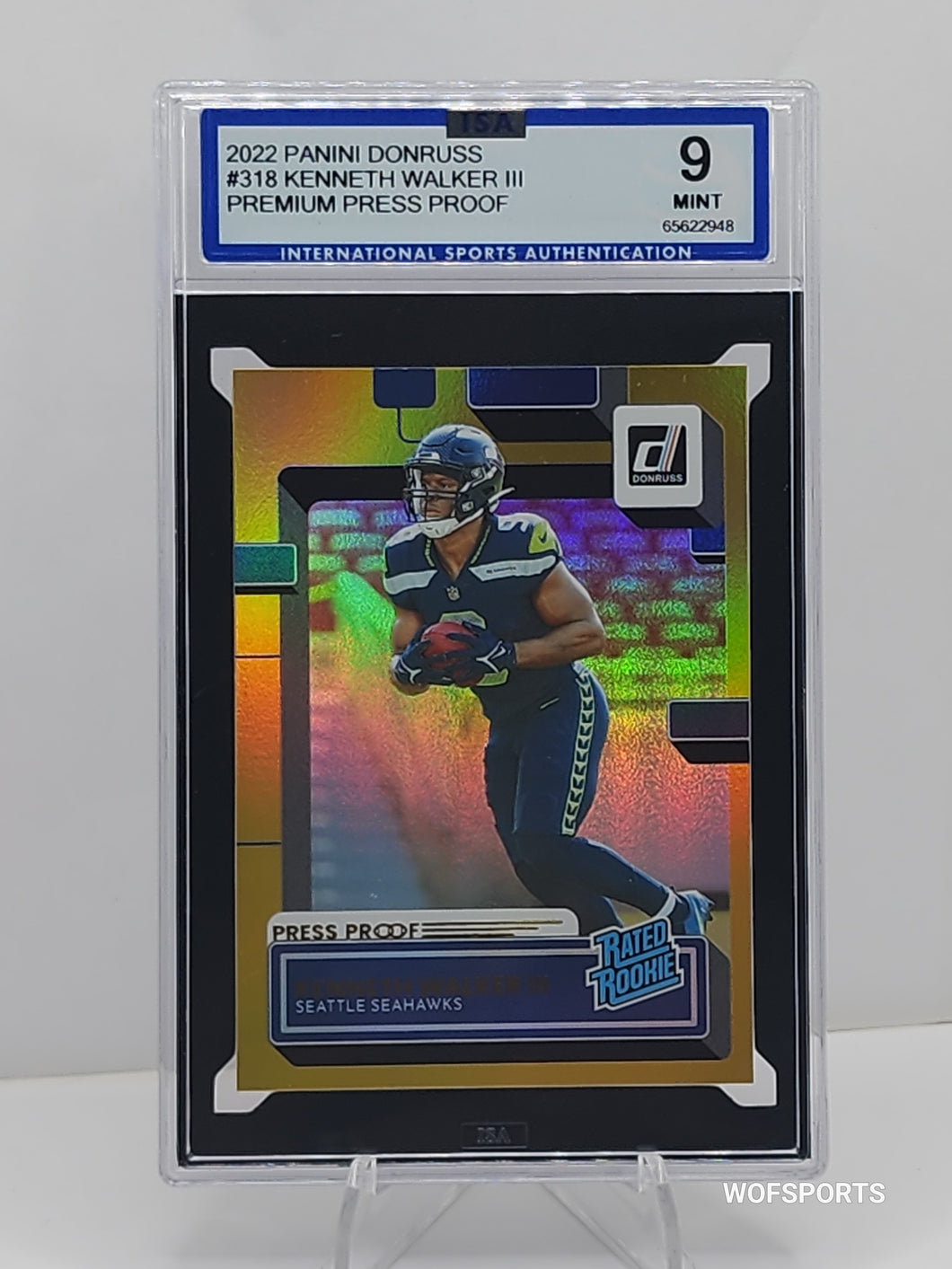 2022 Panini Donruss Gold Press Proof Kenneth Walker III #318 Seattle Seahawks ISA 9 Mint