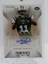 تحميل الصورة إلى عارض المعرض، 2013 Panini Prominence Eminence Signature #10 Jeremy Kerley 210/999 New York Jets
