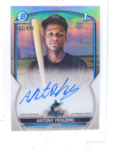 تحميل الصورة إلى عارض المعرض، 2023 Bowman Chrome 1st Refractor Auto #/499 Antony Peguero #CPA-AP Miami Marlins
