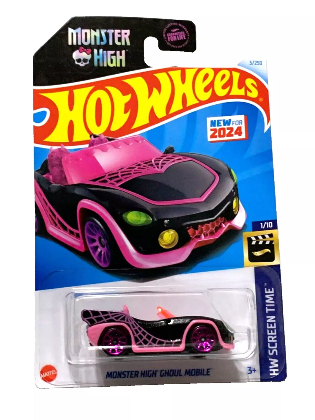 2024 Hot Wheels Monster High Ghoul Mobile Screen Time 1/10, 3/250 Black