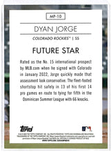 Load image into Gallery viewer, 2023 Bowman - Modern Prospects #MP-10 Dyan Jorge Future Star Rockies
