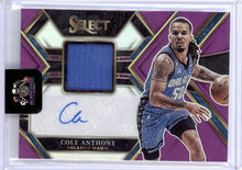 Load image into Gallery viewer, COLE ANTHONY 2022-23 PANINI SELECT PURPLE PATCH AUTO /75 ORLANDO MAGIC

