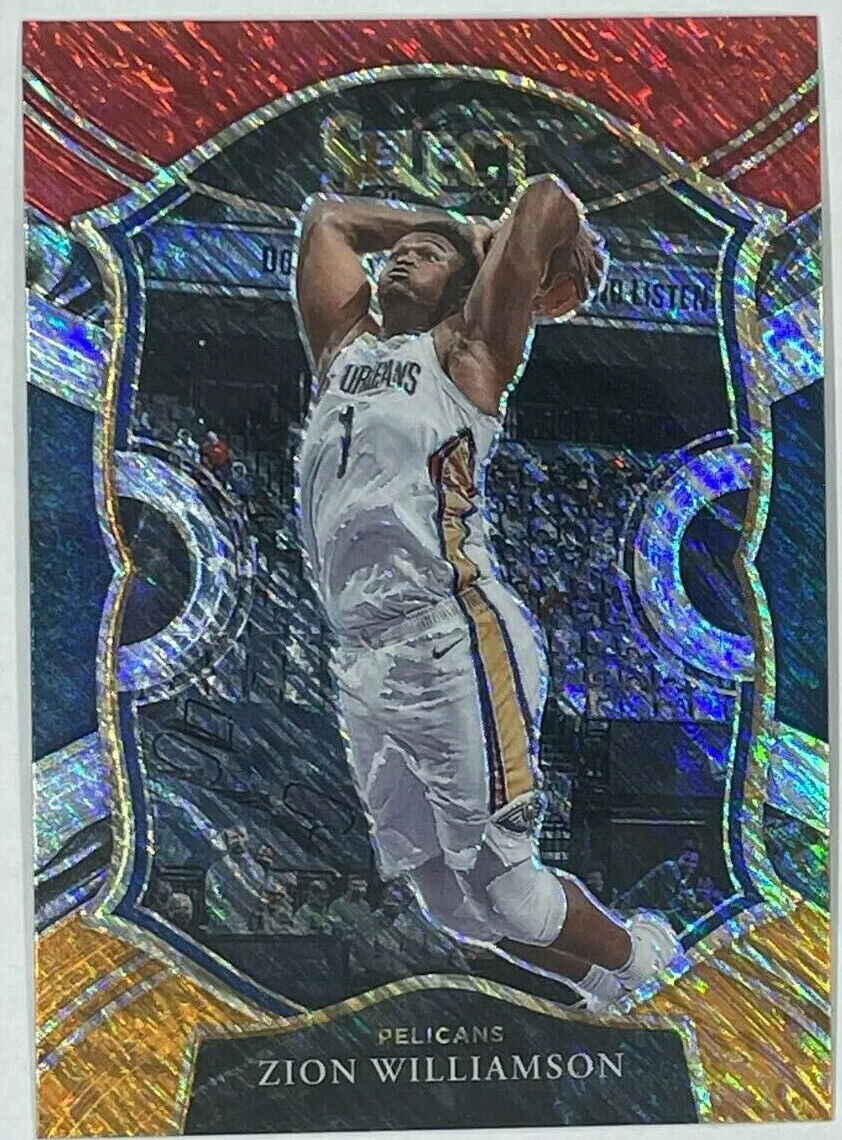 2021 Panini Select Concourse Red White & Oranger Shimmer Zion Williamson #1 New Orleans Pelicans