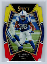 Load image into Gallery viewer, Jonathan Taylor 2021 Panini Select Premier Lvl #116 Red/Yellow Die Cut Colts
