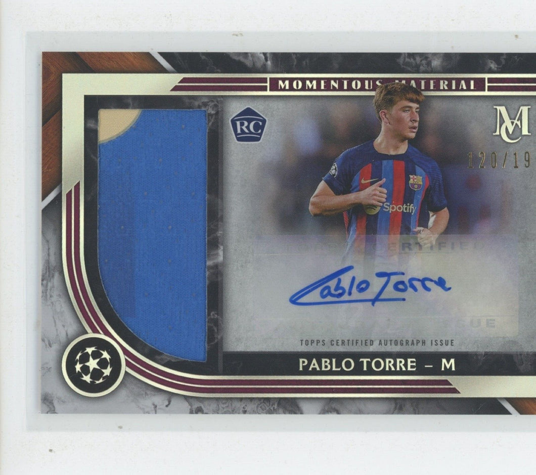 2022-23 Topps Museum UEFA RC jumbo relic auto card 99/199 Pablo Torre #MMJA-PT