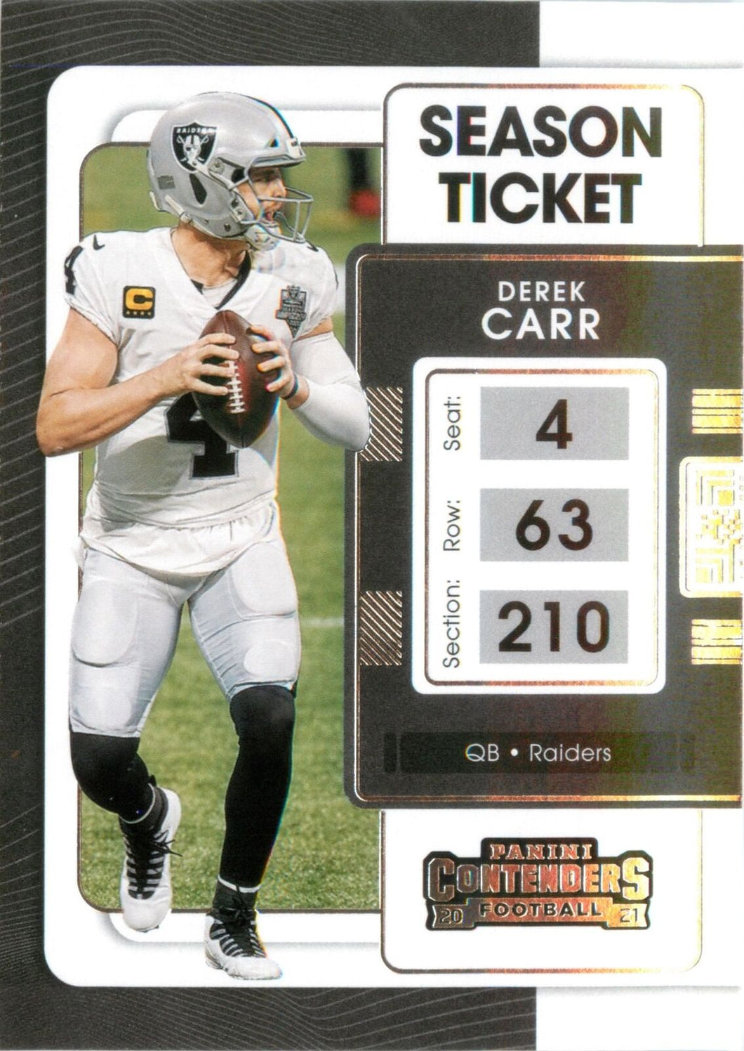 2021 Contenders DEREK CARR Football Card 57 Las Vegas Raiders