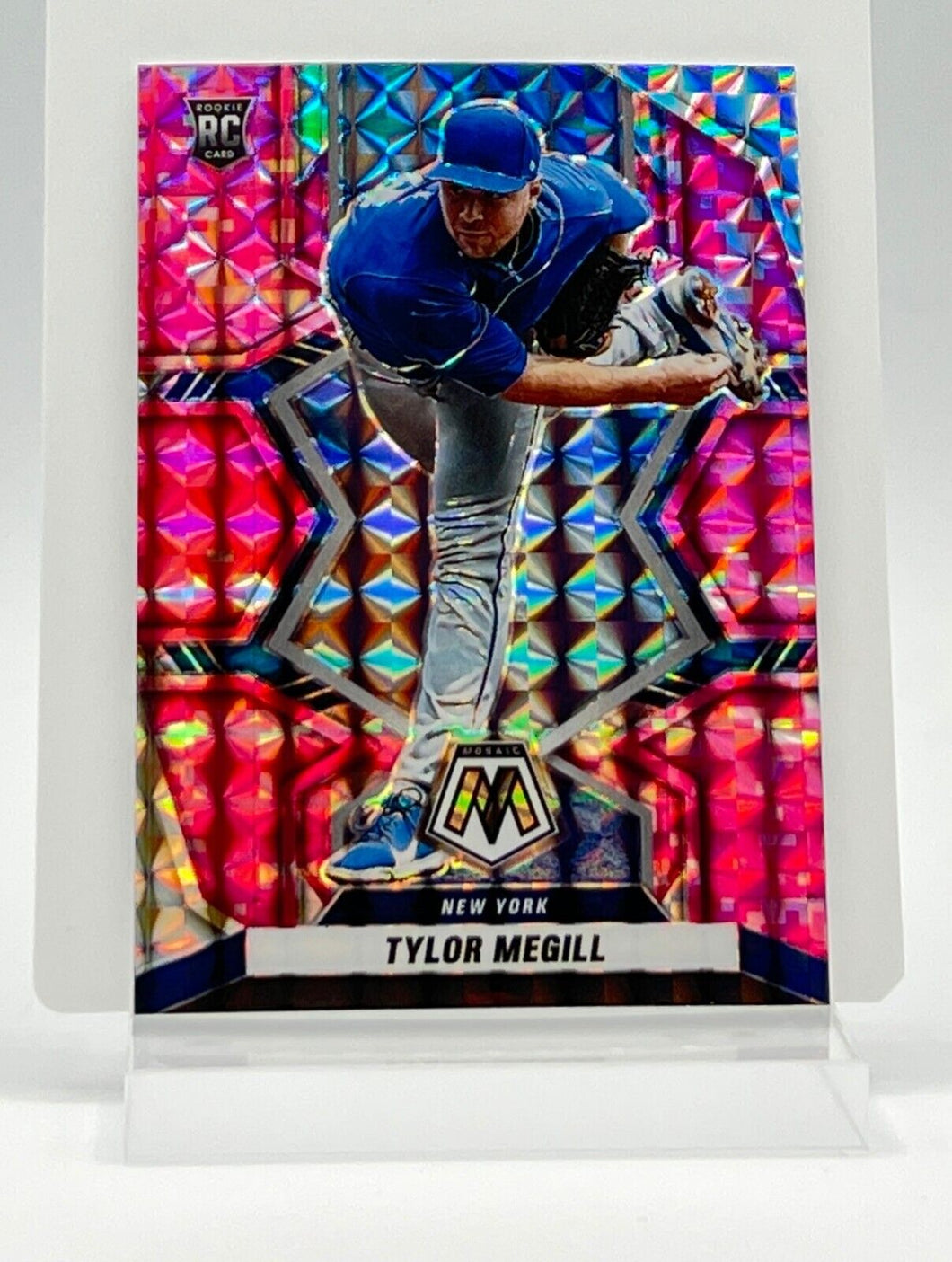 2022 Panini Mosaic Tylor Megill Rookies Mosaic Pink Camo #233 New York Mets